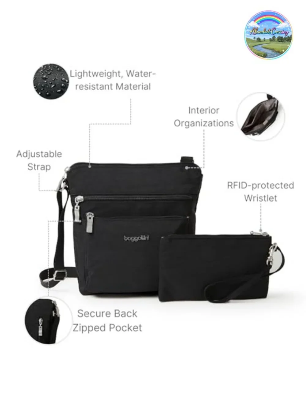 Baggallini Pocket Crossbody Bag for Women Travel Purse RFID